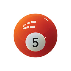 Number 5 Billiard ball-3d objects realistic glossy sphere2