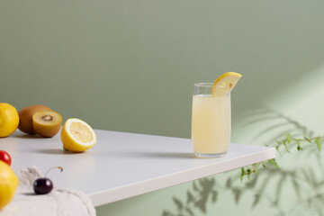 Minimal Aesthetic Beverages in Natural Light with Greenery.