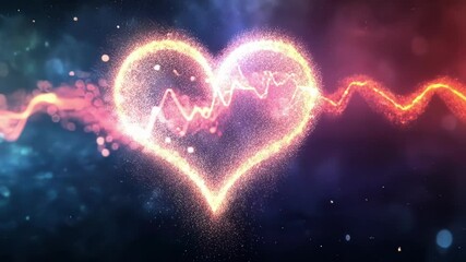 Flowing binary code surrounds a heart shape crafted from glowing particles, illustrating the concept of love in the digital age and highlighting the intersection of emotion and technology - Powered by Adobe
