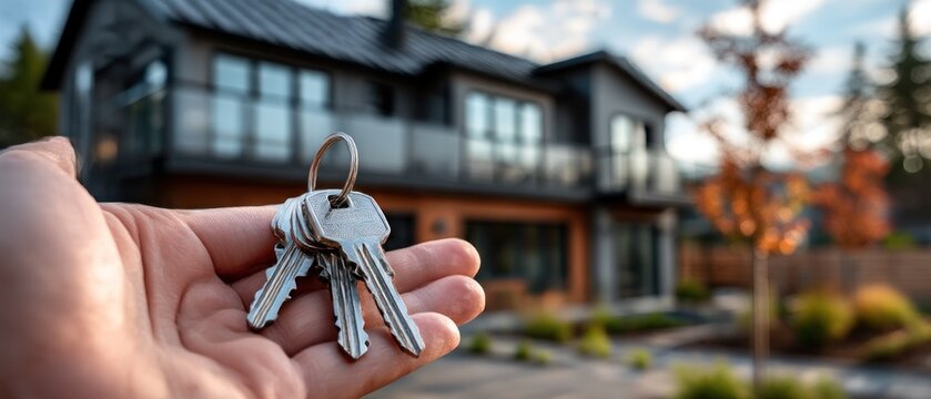 Hand holding house keys