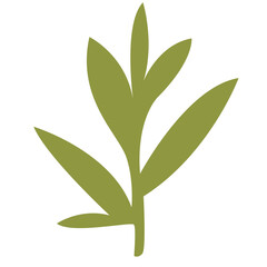 2D illustration of vertical leafy plant with multiple green blades, ideal for botanical visuals, eco designs, or flat garden decorations.