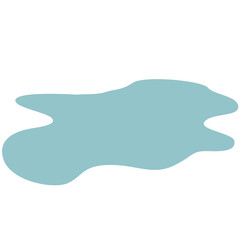2D illustration of abstract blue water puddle with smooth edges, great for cartoon environments, educational visuals, or weather elements.