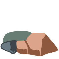2D illustration of multicolored rock pile with soft shading, perfect for nature scenes, landscape backgrounds, or game asset design.