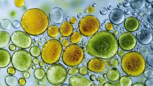 A closeup photograph of a microscope slide showing a magnified view of the molecules present in a drop of biodiesel