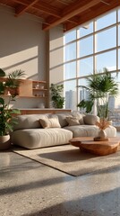 Fototapeta premium Modern loft living room