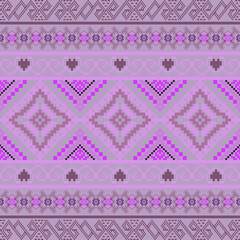 Pixelated Geometric Floral Tile Design