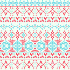 Pixelated Geometric Floral Tile Design