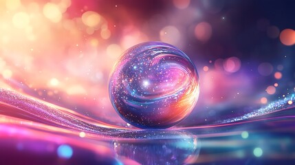 Nebula sphere with swirling starlight and cosmic clouds, vibrant glow