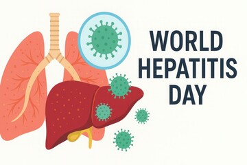 World Hepatitis Day 2025 Awareness Banner with Doctor, Liver Model, and Medical Illustrations Highlighting Cirrhosis, Liver Cancer, Fatty Liver and Viral Hepatitis Prevention