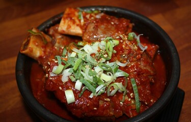 Korean food: Galbi-jjim (braised beef short ribs)