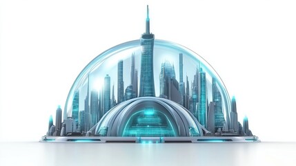 Futuristic City Design with Glass Domes and Clean Energy Systems