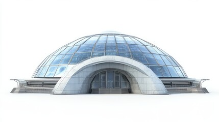 Massive Glass Dome Structure with Floating Transportation Platforms