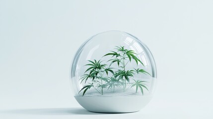 Isolated Agricultural Colony in Clear Glass Dome on White Background