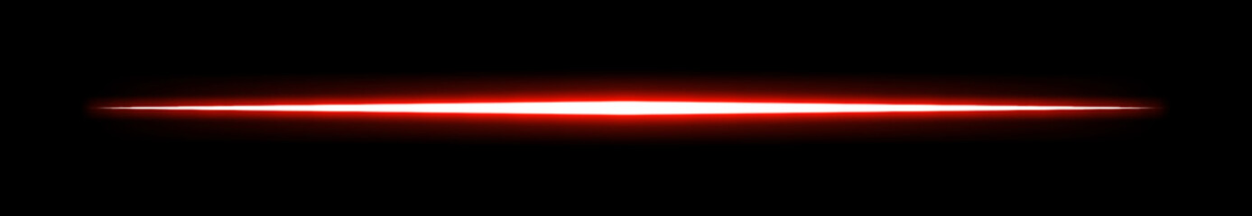 Glowing Red light flare line, Ray of light flare, Shining red neon light beam