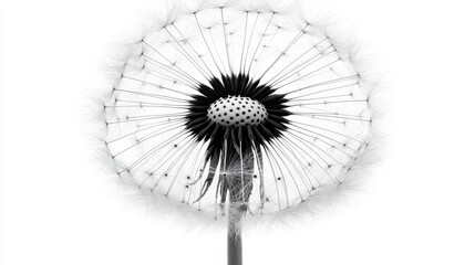 Dandelion Seeds Drifting Away on a White Isolated Canvas Background