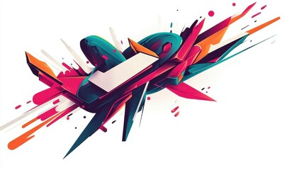Abstract Graffiti Style Artwork with Urban Aesthetics and Vibrant Colors