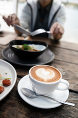 Breakfast & Flat White in New Zealand Cafe
