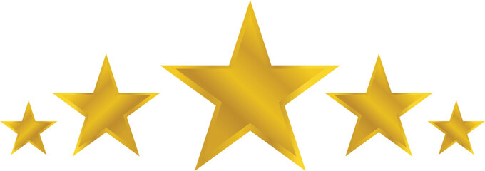 5 star gold rating icon isolated on white background. Score ranking and review symbol for feedback and evaluation designs