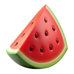 3d watermelon slice with seeds isolated on transparent background