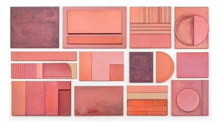 Fototapeta premium Geometric arrangement of various shades of coral and rose.