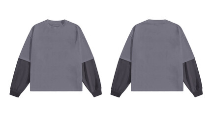 Long sleeve tshirt gray sweatshirt with contrasting sleeves offers stylish comfort.