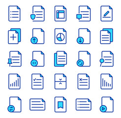 Document File Icon Set Paper Management Digital Data Office Business Communication Report Information Concept