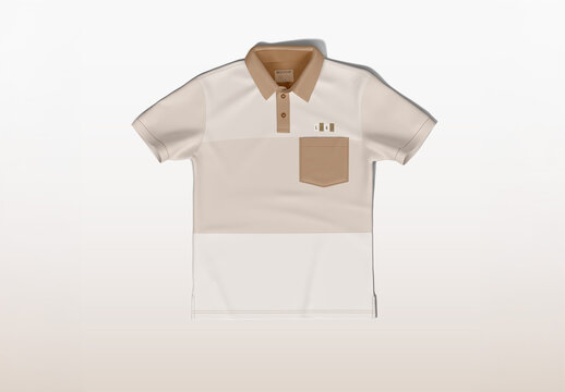 T-Shirt Polo with Pocket Mockup - Top View
