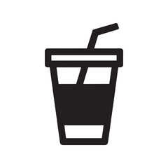 Obraz premium Minimalist Drink Icon Refreshment in Simple Black and White Aesthetic Depicting a Cup with a Straw