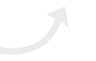 A light grey curved arrow pointing upwards and to the right indicating progress or growth isolated on transparent background