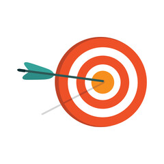Minimalist red and white archery target with concentric circle design

