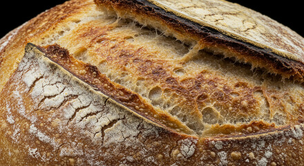 Macro of crusty sourdough bread