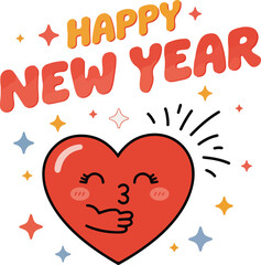 Happy New Year Celebration  2026 sticker, 2026 lettering, calligraphy, template, text, typescript, vector, web banner, percent, sticker, heart, love, valentine, romantic, greeting