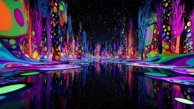 Indulge your senses in this sensory overload of psychedelic visuals, where colors become alive and pulsate to the beat of the music.