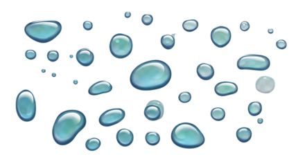 Collection of realistic water droplets isolated on white background
