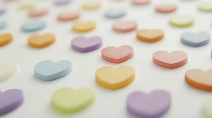 Colorful Heart Shapes on White Background for Clean Marketing Design