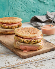 English muffin burger – plant-based sandwich with fillings