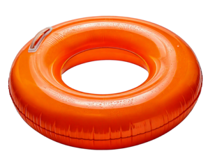 Orange inflatable swim ring Isolated on Transparent or White Background