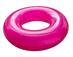 Pink inflatable swim ring Isolated on Transparent or White Background