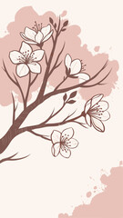 Fototapeta premium Delicate blossom branch illustration with transparency for artistic and decorative purposes