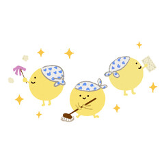 お掃除する善玉菌たち　白フチあり