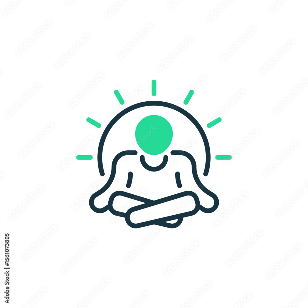 Poster meditation two tone color icon. linear style sign for mobile concept and web design. outline vector 