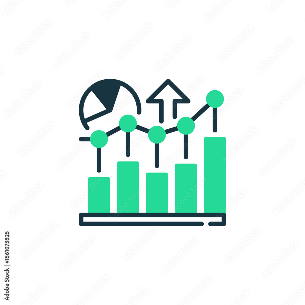Poster growth chart two tone color icon. linear style sign for mobile concept and web design. outline vecto