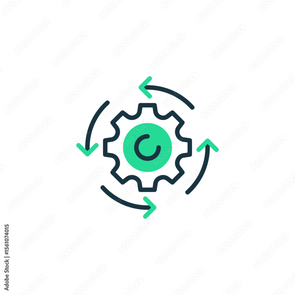 Poster process flow two tone color icon. linear style sign for mobile concept and web design. outline vecto