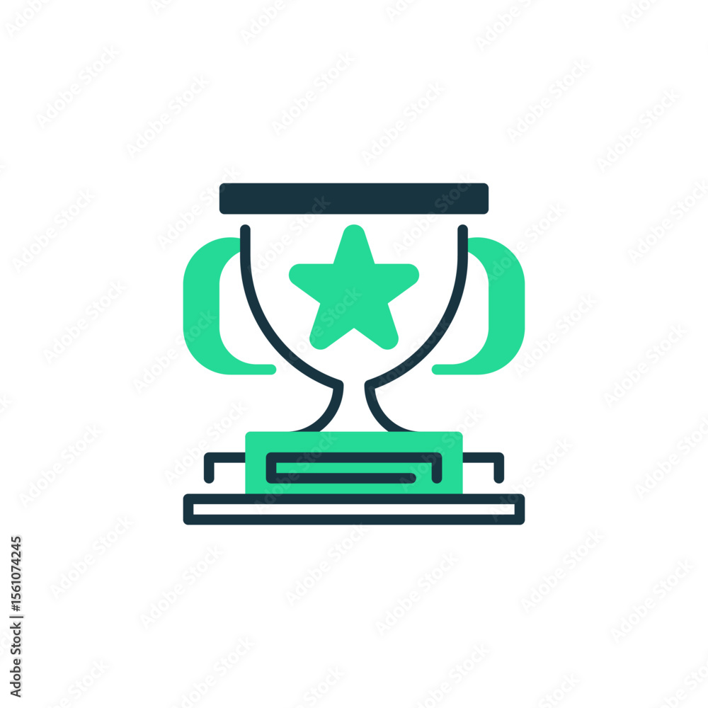 Poster goal achievement two tone color icon. linear style sign for mobile concept and web design. outline v