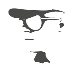 Man avatar half turn view. Male face silhouette. Silhouette of man that wearing hat and sunglasses. Security and espionage concept.