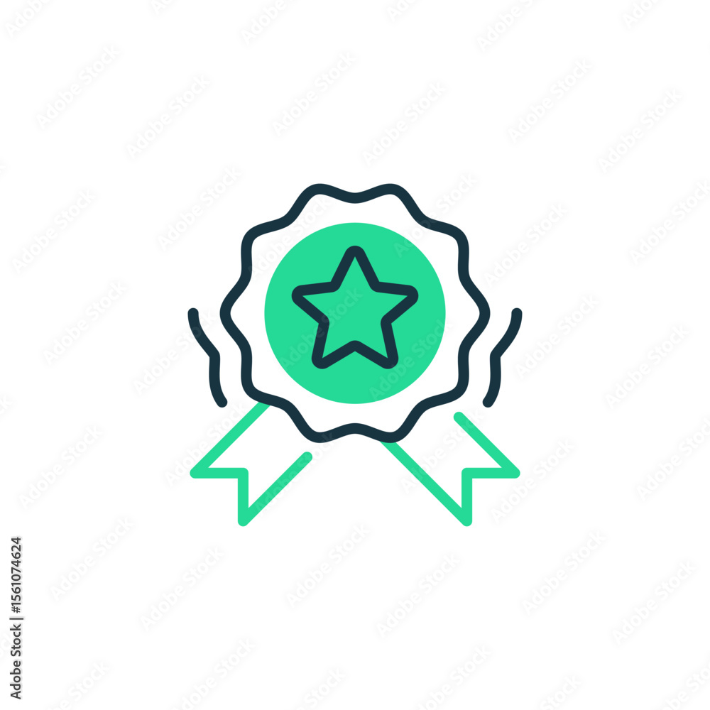 Poster skill badge two tone color icon. linear style sign for mobile concept and web design. outline vector