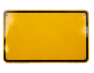 Selective focus yellow rectangle shape metal sheet Isolated on Transparent or White Background