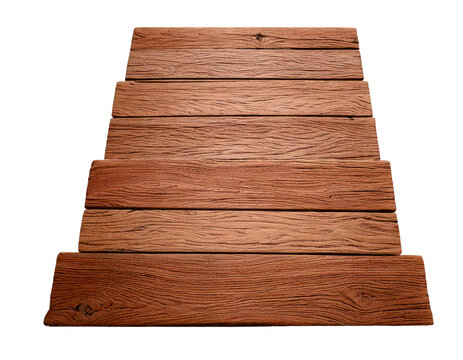 Top view foot path with wooden slab Isolated on Transparent or White Background
