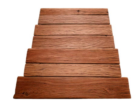 Top view foot path with wooden slab Isolated on Transparent or White Background