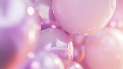 Soft Iridescent Pastel Bubbles with Gradients on White Background